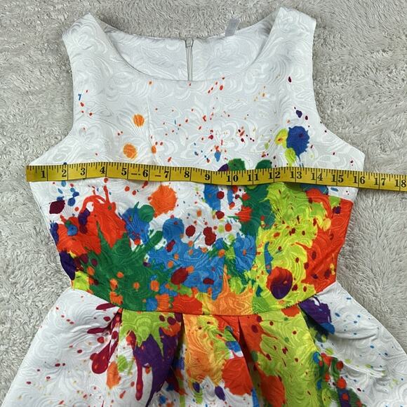 Fu Gui Xing white brocade splatter paint dress, size small - Picture 5 of 7